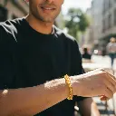 Men wearing citrine crystal bracelet gehana mahal