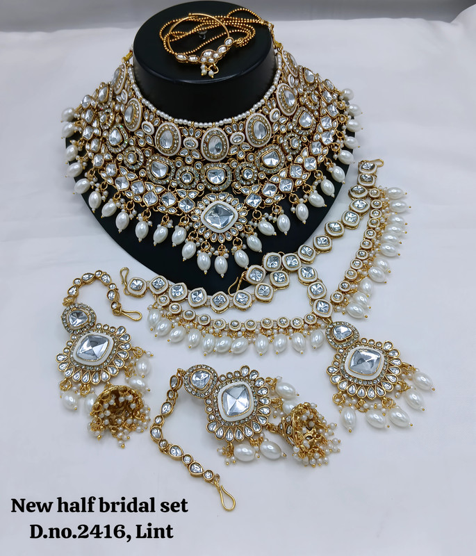 BRIDAL 2416 WHITE Kundan Choker Necklace Earring Jewellery set for Bride