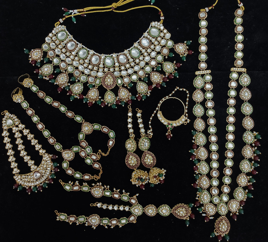[BRIDAL 71 MG] Ethereal Ethnic Mg Kundan Choker Necklace Earring Jewellery Set For Bride