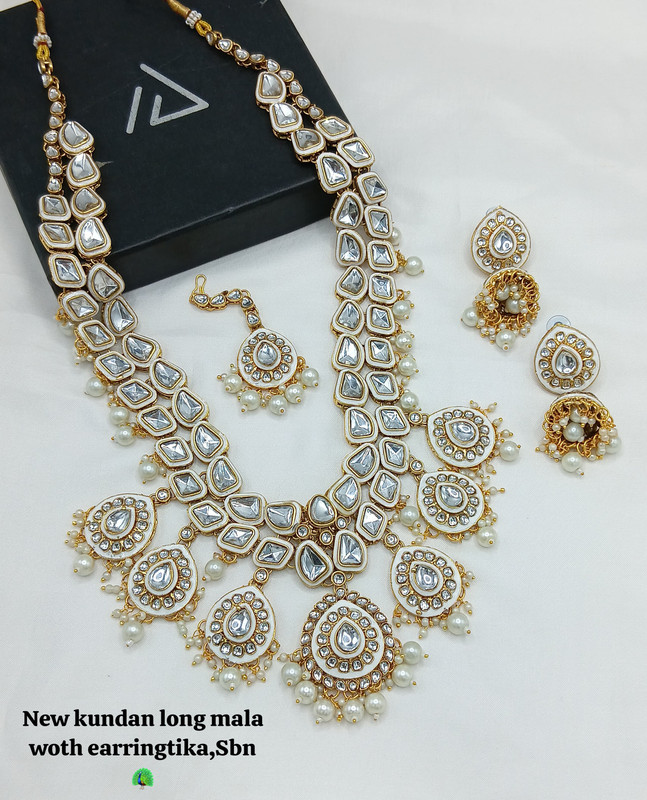 [Bridal 89 White] Vintage Contemporary White Kundan Choker Necklace Earring Jewellery Set For Bride