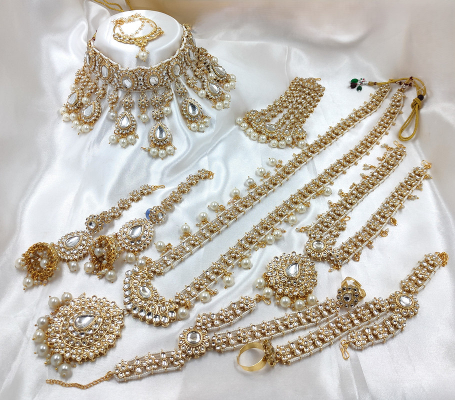 BRIDAL COMBO 70 WHITE Kundan Choker Necklace Earring Jewellery set for Bride