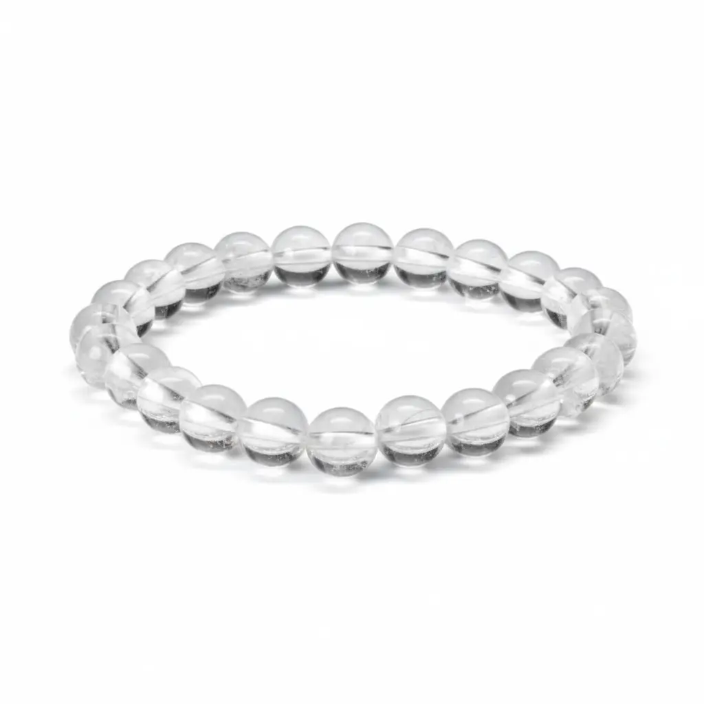 [Clear Quartz Men Bracelet (24 Beads)] Clear Quartz Men Bracelet (24 Beads)