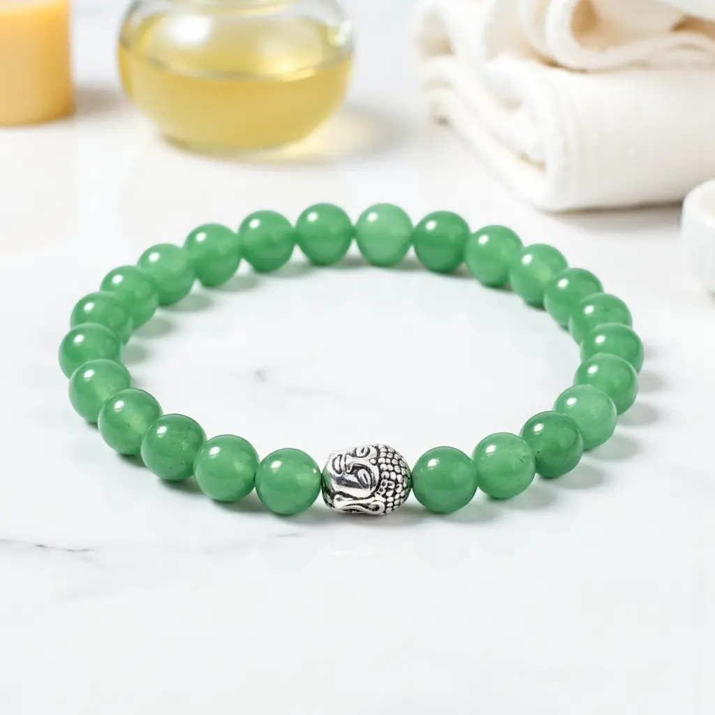 Green Aventurine Buddha Bracelet for Men (23 Beads)