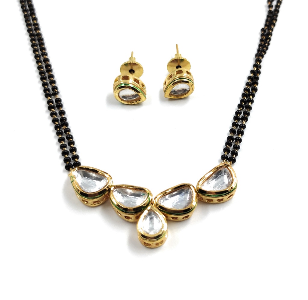 [K1 DROPLET] Authentic Designer Single Line Kundan Set With Back Meenawork