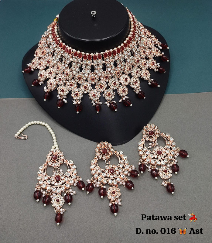 [dmt22 maroon kundan jewellery set Copy] Magnifique Sangeet Maroon Kundan Jewellery Set Copy Choker Necklace & Earrings For Women