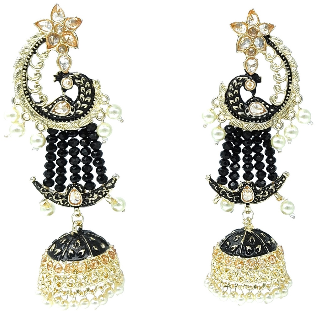 [ER23 BLACK] Graceful Reception Meenakari Earring