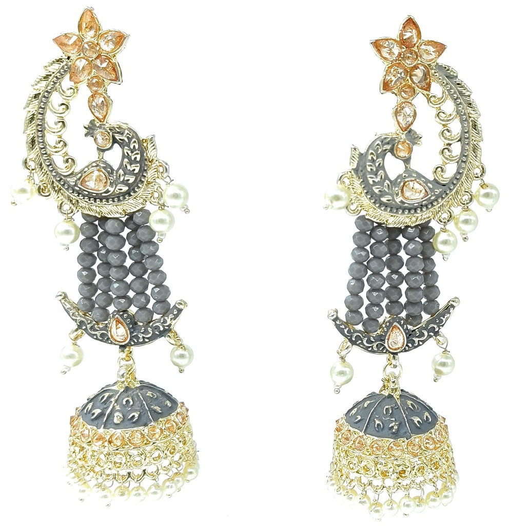 [ER23 GREY] Breathtaking Reception Meenakari Earring