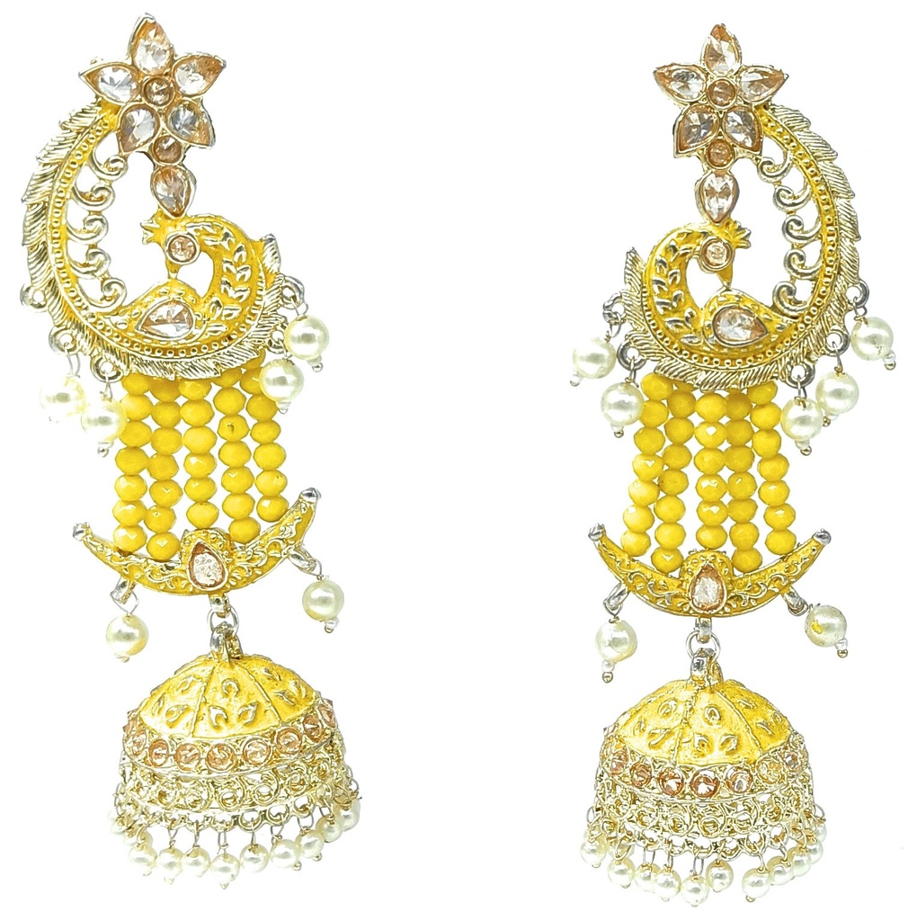 [ER23 YELLOW] Pristine Reception Meenakari Earring