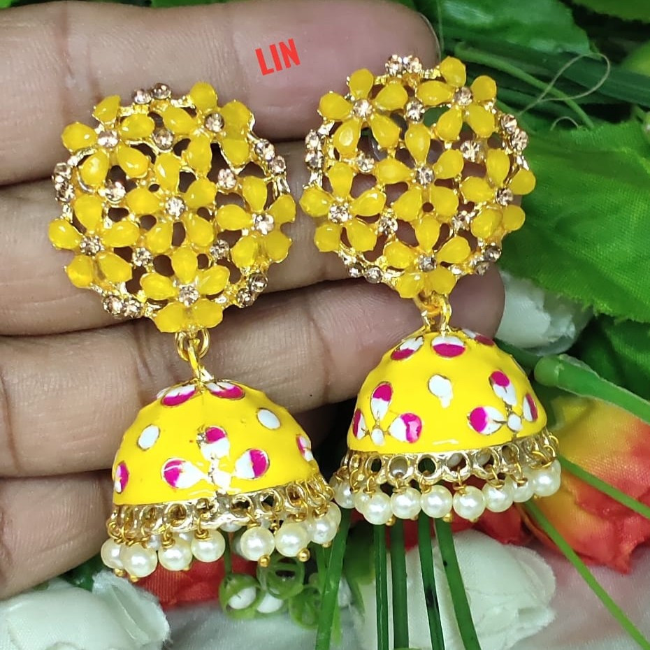 [ER43 YELLOW] Stunning Engagement Meenakari Earring