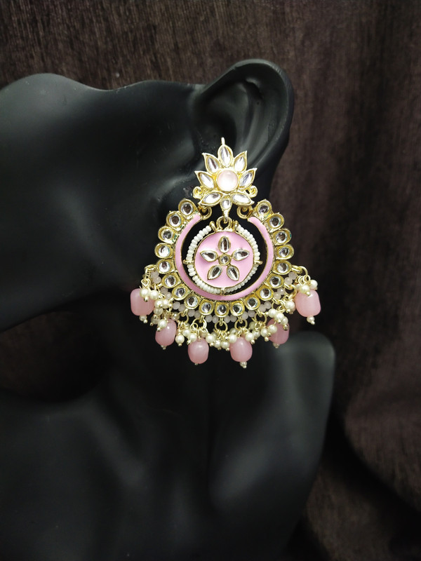 [ER69 BABY PINK] Ethereal Engagement Meenakari Earring