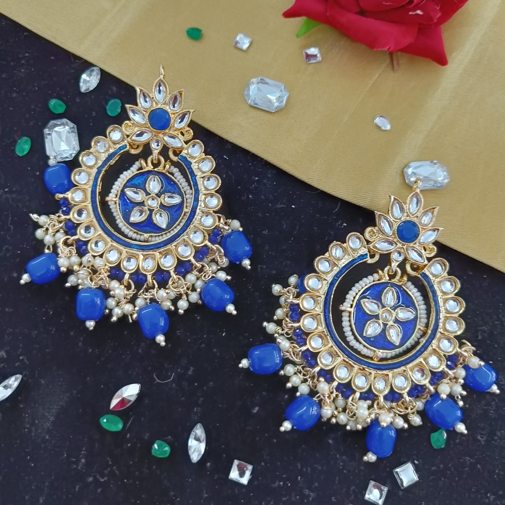 [ER69 BLUE] Flawless Engagement Meenakari Earring