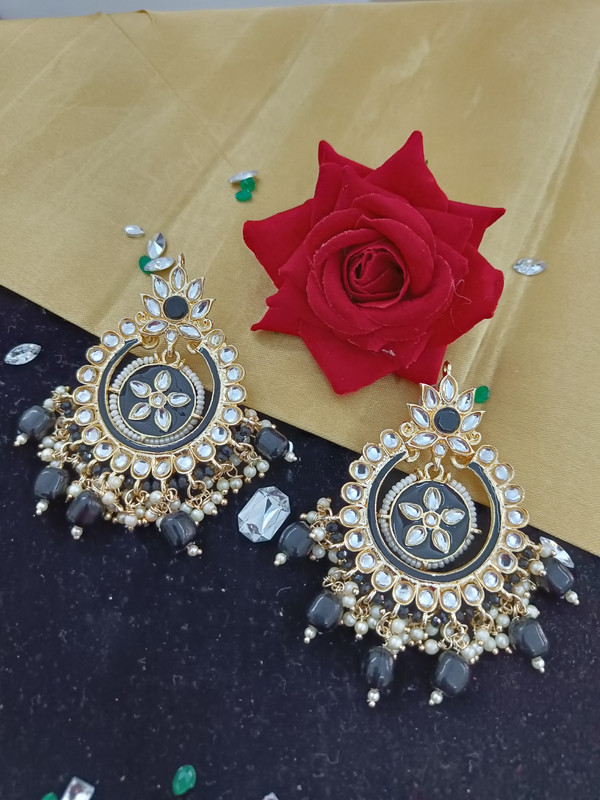 [ER69 YELLOW] Elegant Designer Meenakari Earring Er69 Cream
