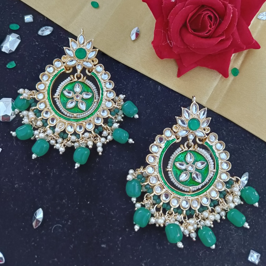 [ER69 GREEN] Pristine Engagement Meenakari Earring
