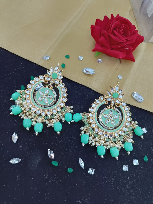 [ER69 MINT GREEN] Resplendent Engagement Meenakari Earring