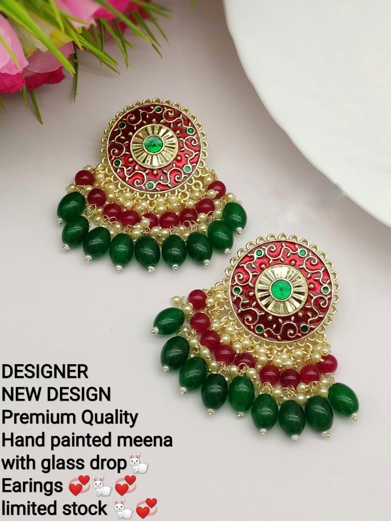 [ER87 MAROON] Desi Designer Meenakari Earring