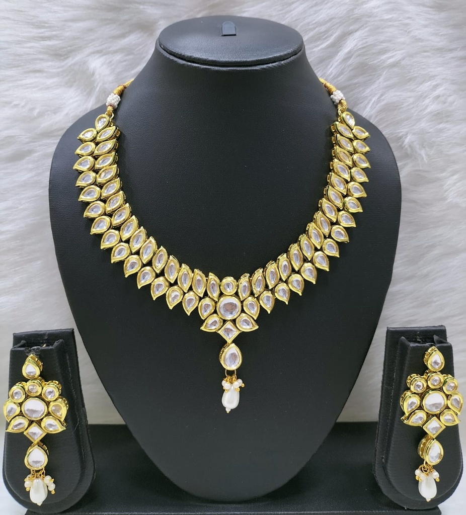 [NS419 WHITE] Shandaar Heritage Ns419 White Kundan Necklace Earring Jewellery Set