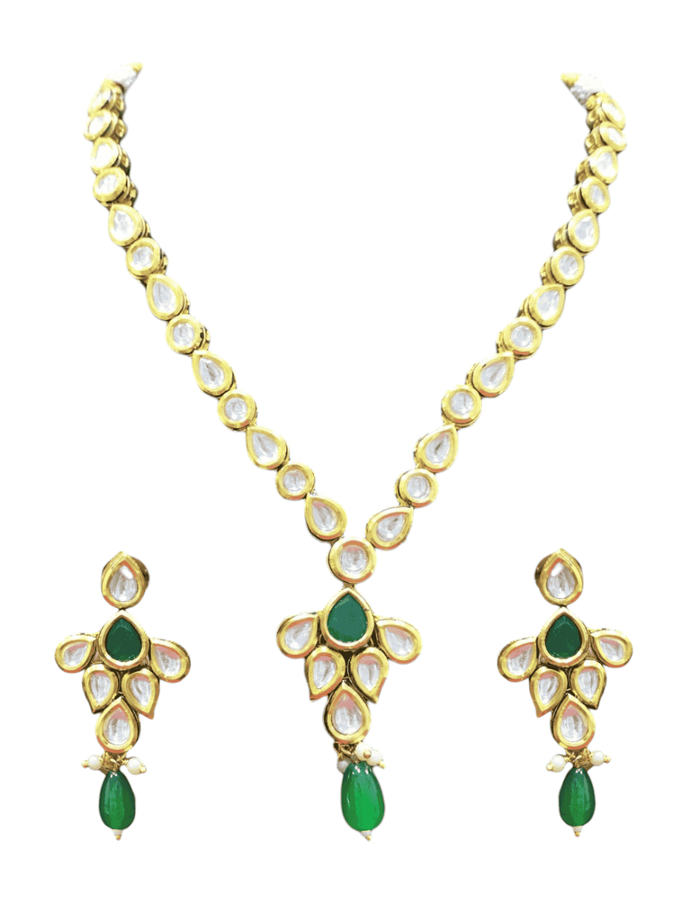[NS502 Green] Divine Cultural Ns502 Green Kundan Necklace Earring Jewellery Set