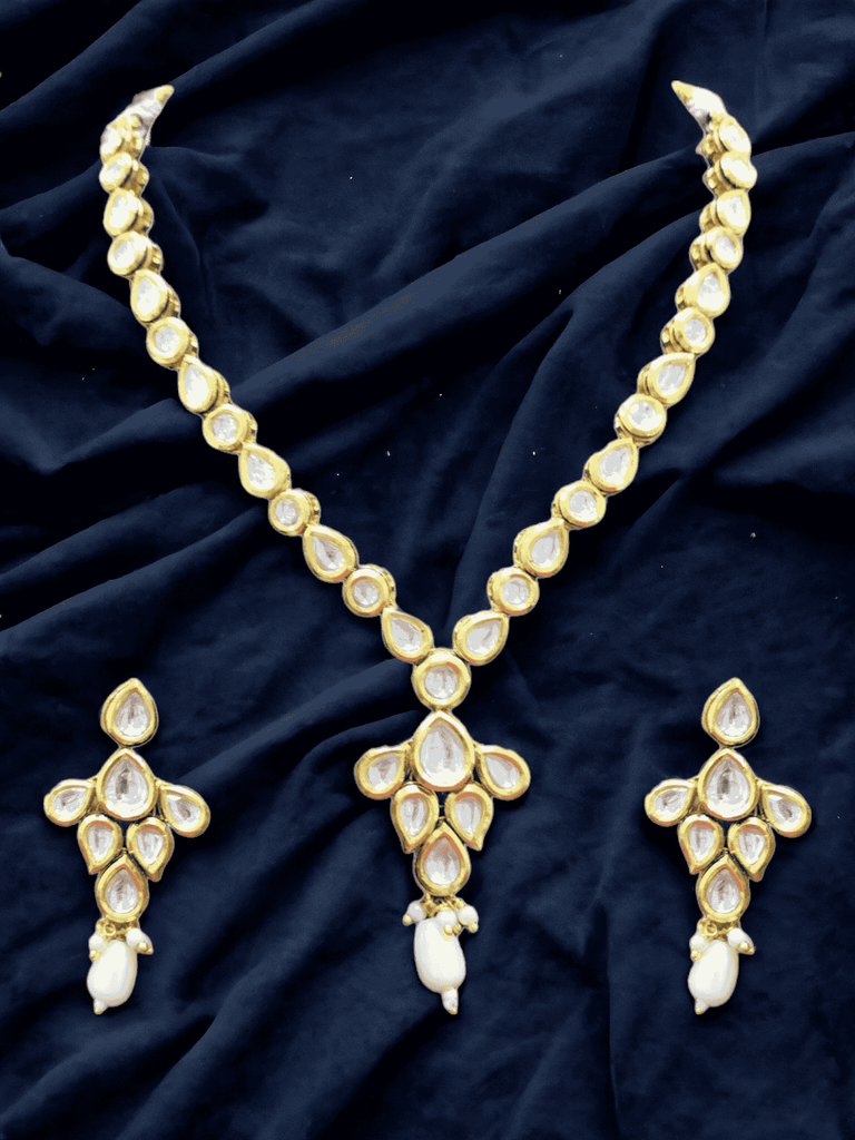 [NS502 White] Majestic Cultural Ns502 White Kundan Necklace Earring Jewellery Set