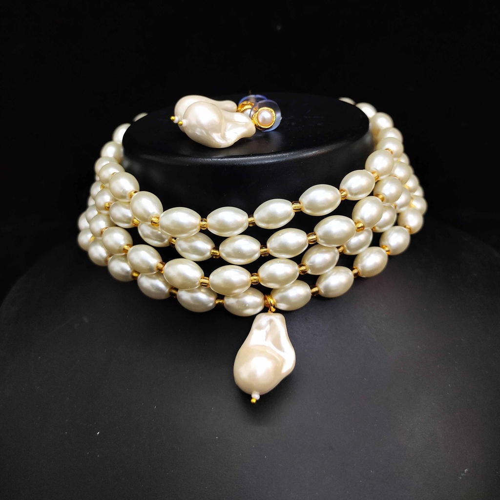 [NS608 White] Grand Cultural Ns608 White Kundan Necklace Earring Jewellery Set