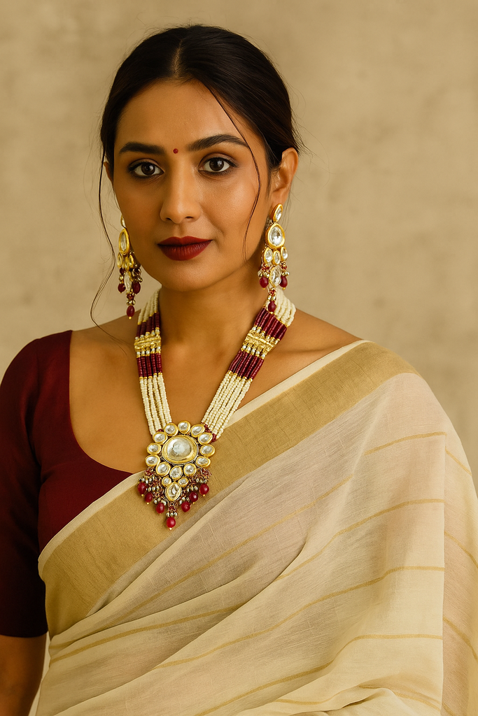 [K56 PURPLE] Pristine Couture Opulent Beauty Kundan Purple Long Necklace Set K56