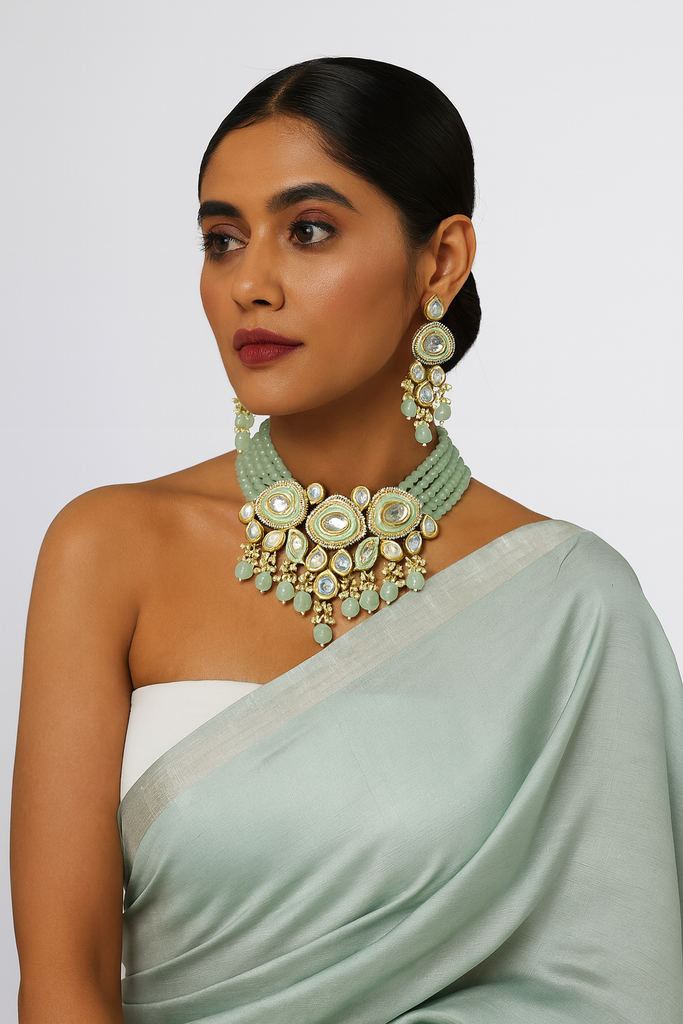 [K26 MINT GREEN] Luxury Stylish Choker Necklace Set