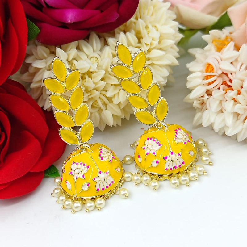 [ER21 YELLOW] Breathtaking Haldi Yellow Earrings Set