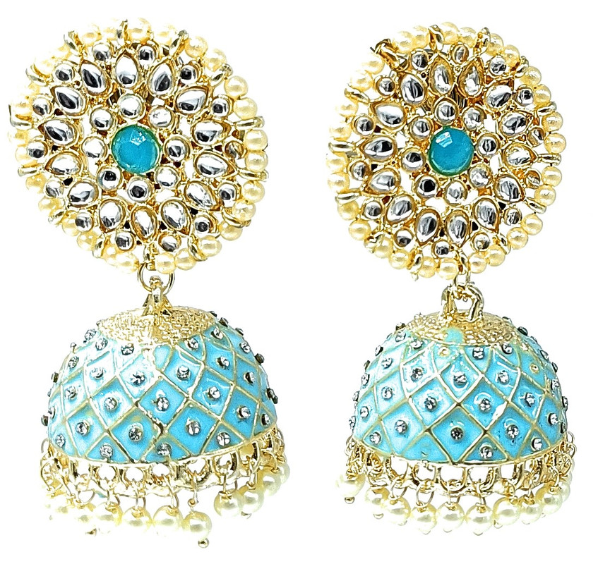 [ER22 SKY BLUE 1] Desi Reception Sky Blue 1 Earrings Set