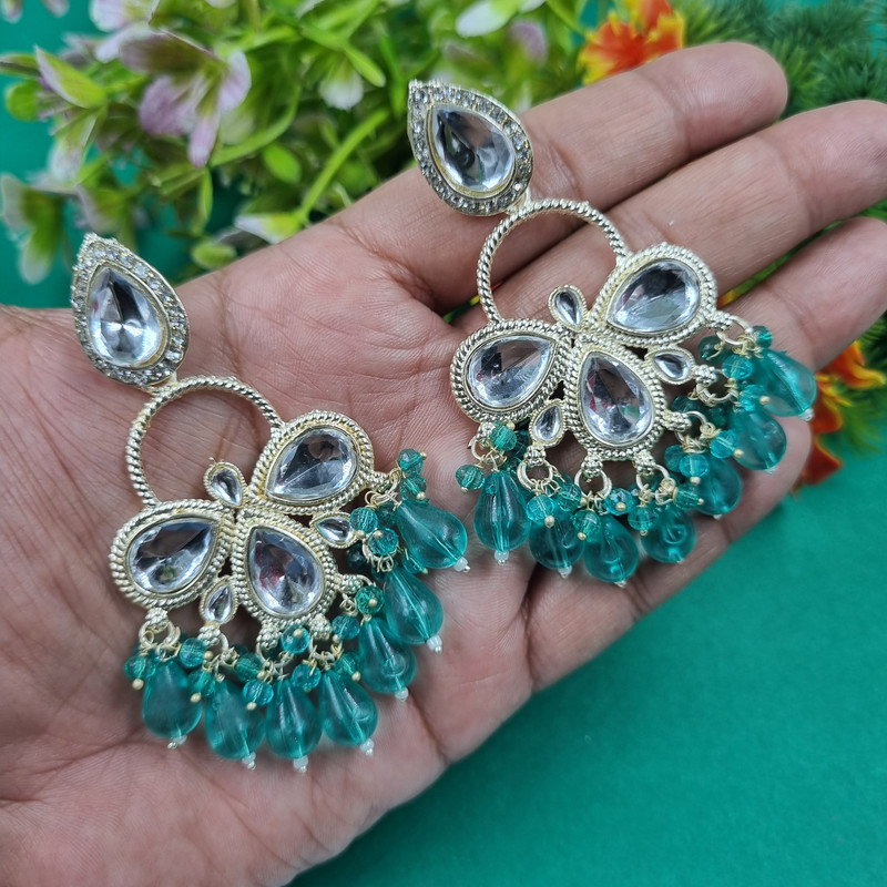 [ER222 GREEN 5] Royal Reception Green 5 Earrings Set