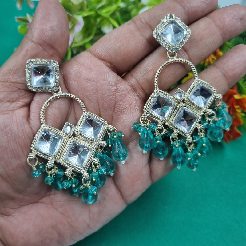 [ER223 GREEN 7] Trendy Reception Green 7 Earrings Set