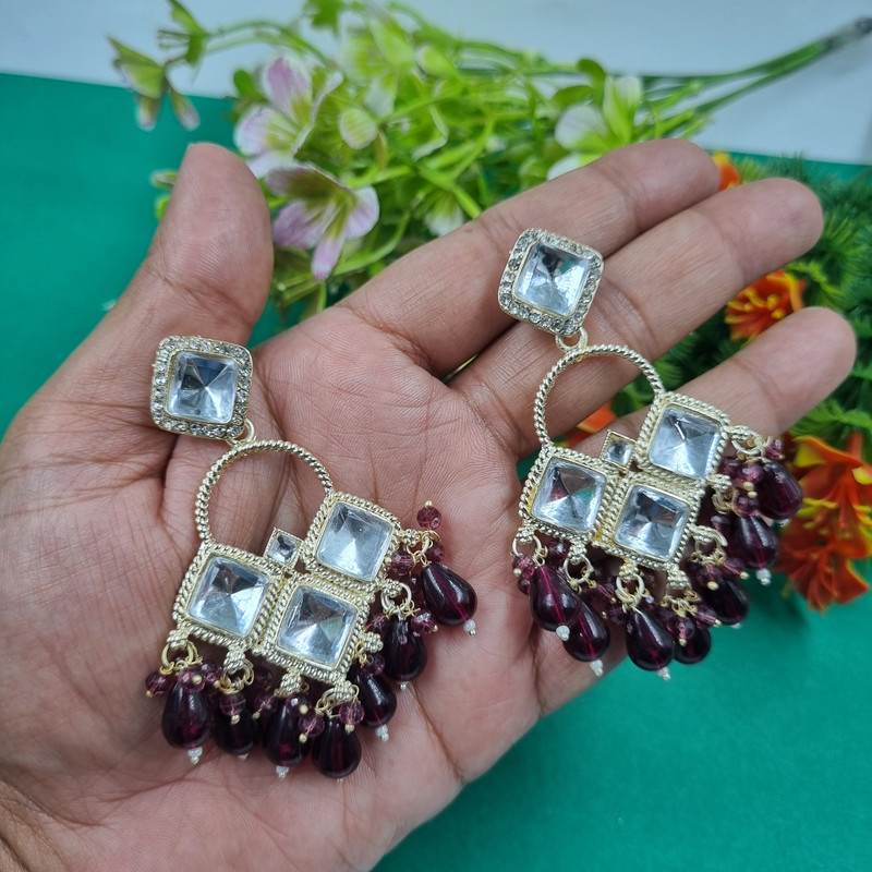 [ER223 WINE 6] Beautiful Reception Wine 6 Earrings Set