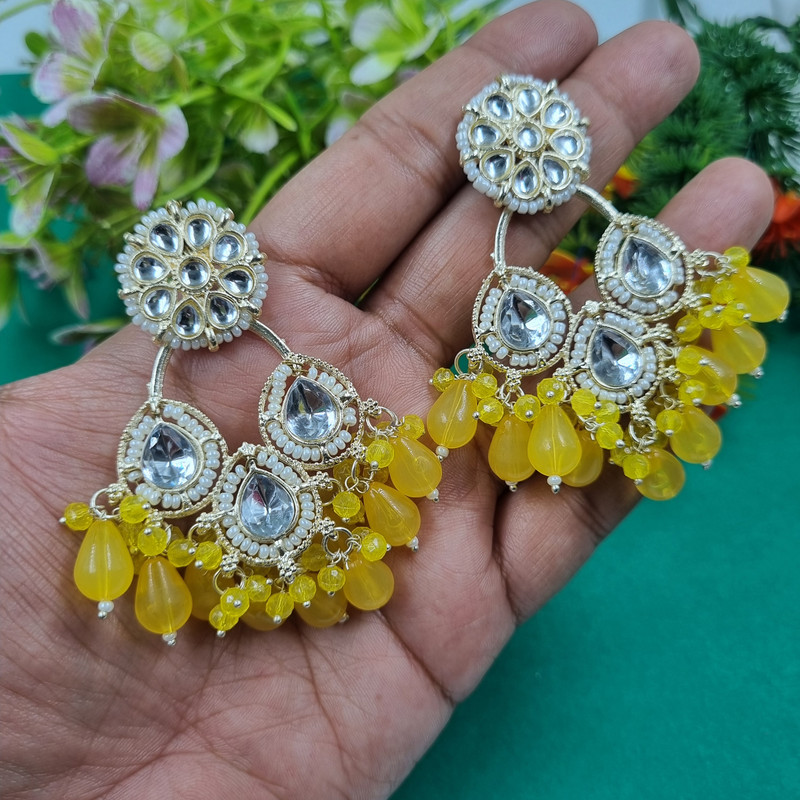 [ER225 YELLOW 5] Opulent Reception Yellow 5 Earrings Set