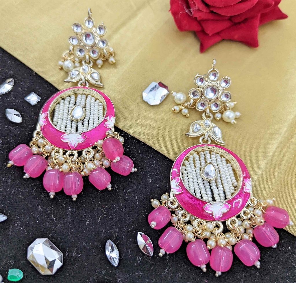 [ER66 RANI] Alluring Engagement Kundan Meenakari Earring