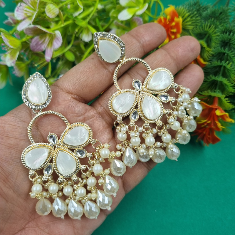 [ER228 LEAF 5] Dazzling Reception Leaf 5 Earrings Set