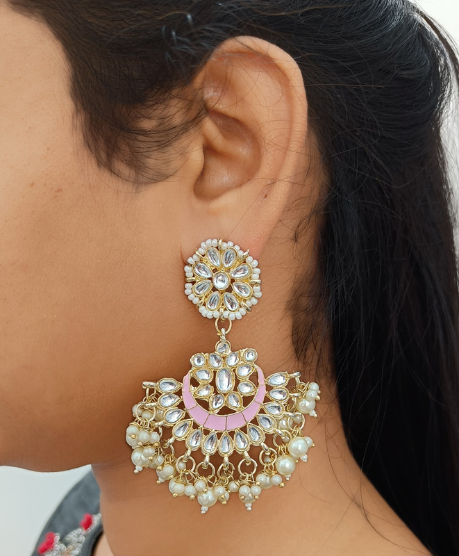 [ER36 BABY PINK] Vibrant Reception Baby Pink Earrings Set
