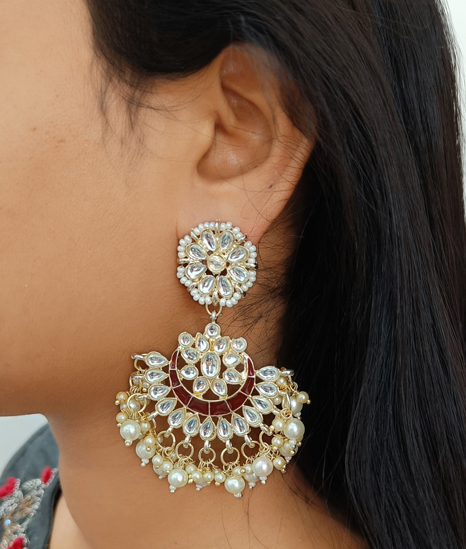 [ER36 MAROON] Magnifique Engagement Maroon Earrings Set