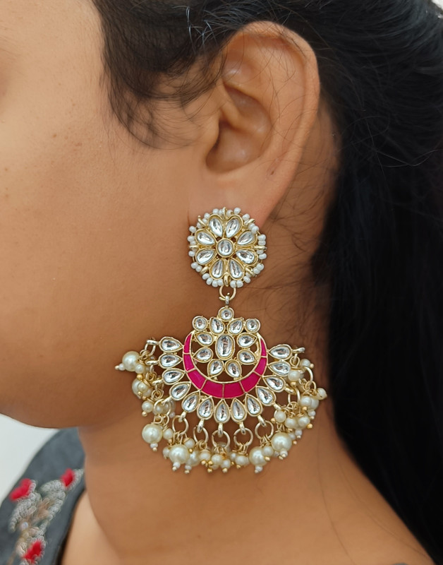 [ER36 RANI PINK] Desi Engagement Rani Pink Earrings Set