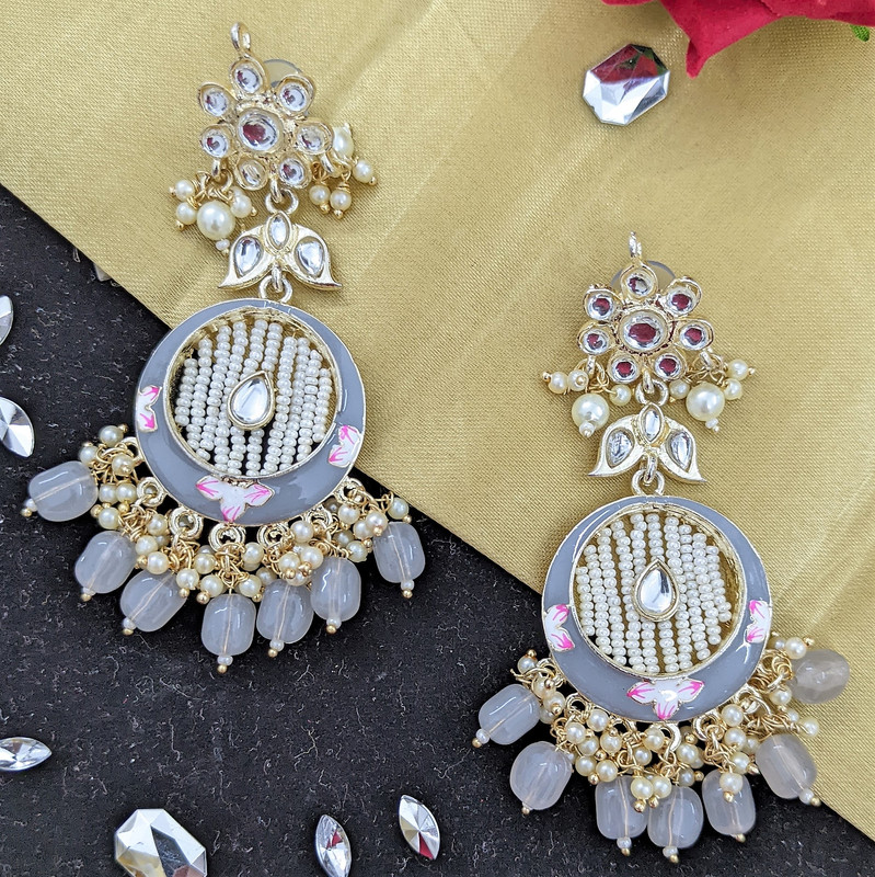 [ER66 GREY] Grand Engagement Grey Earrings Set