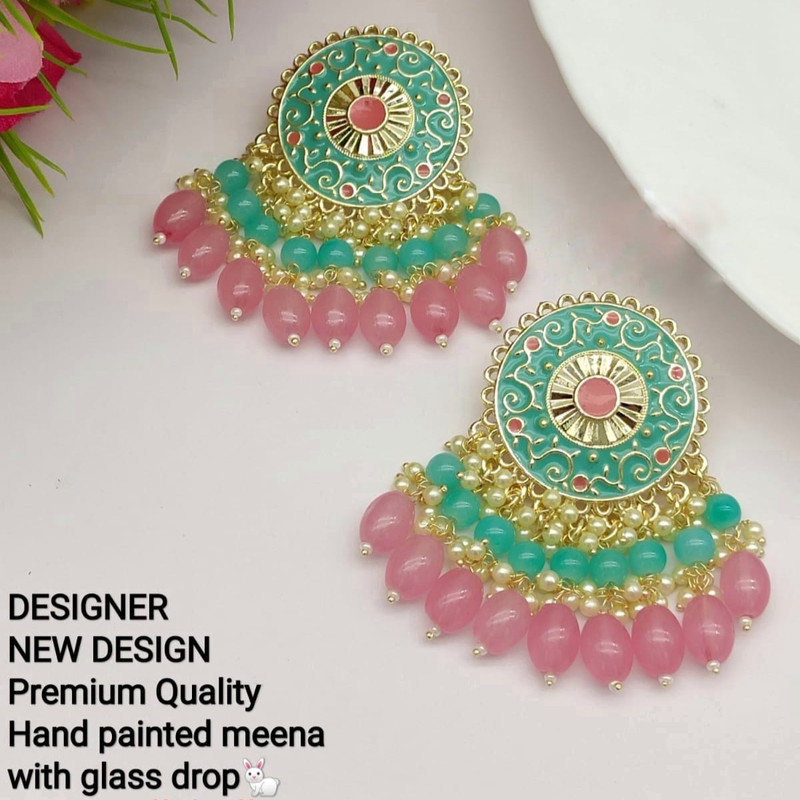 [ER87 MINTGREEN BPINK] Royal Designer Mintgreen Bpink Earrings Set