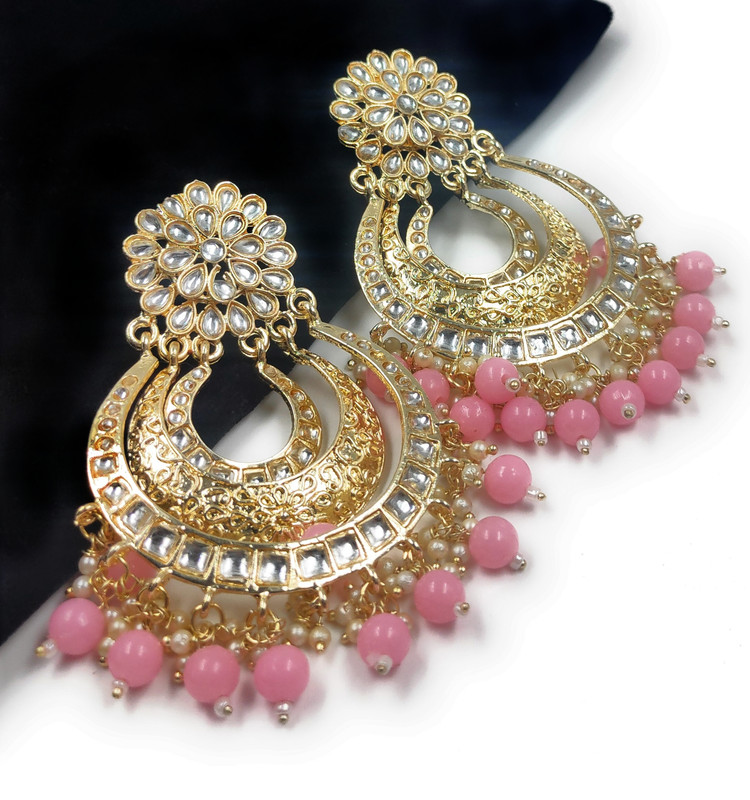 [ER134 PINK] Flawless Sangeet Pink Earrings Set