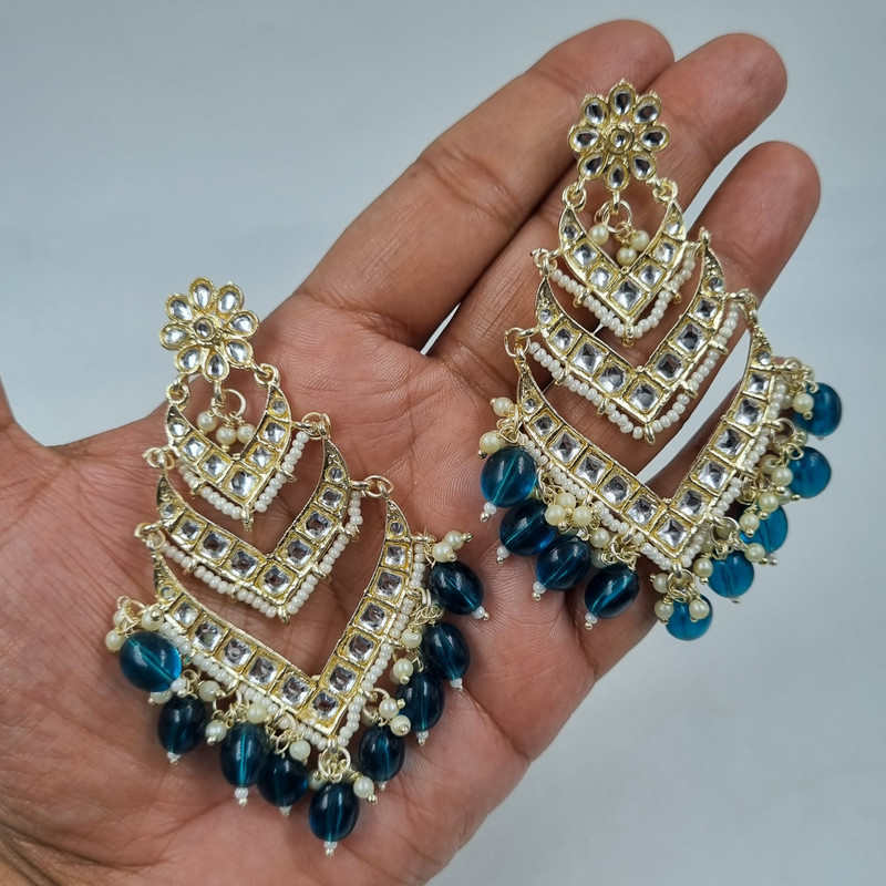 [ER177 CYAN] Magnifique Mehendi Cyan Earrings Set