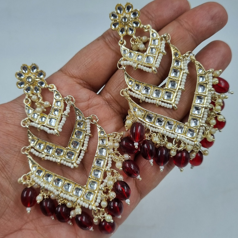 [ER177 MAROON] Desi Mehendi Maroon Earrings Set