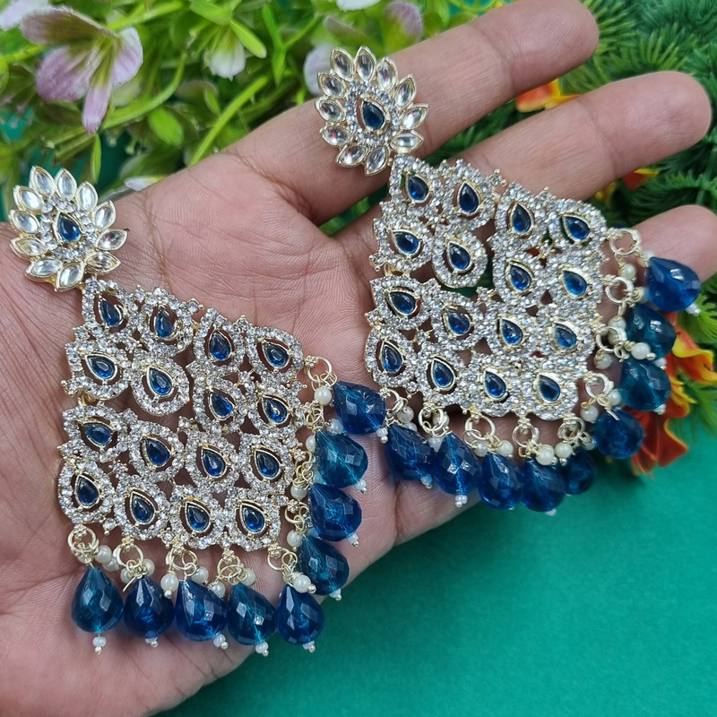 [ER200 BLUE 1] Authentic Mehendi Blue 1 Earrings Set