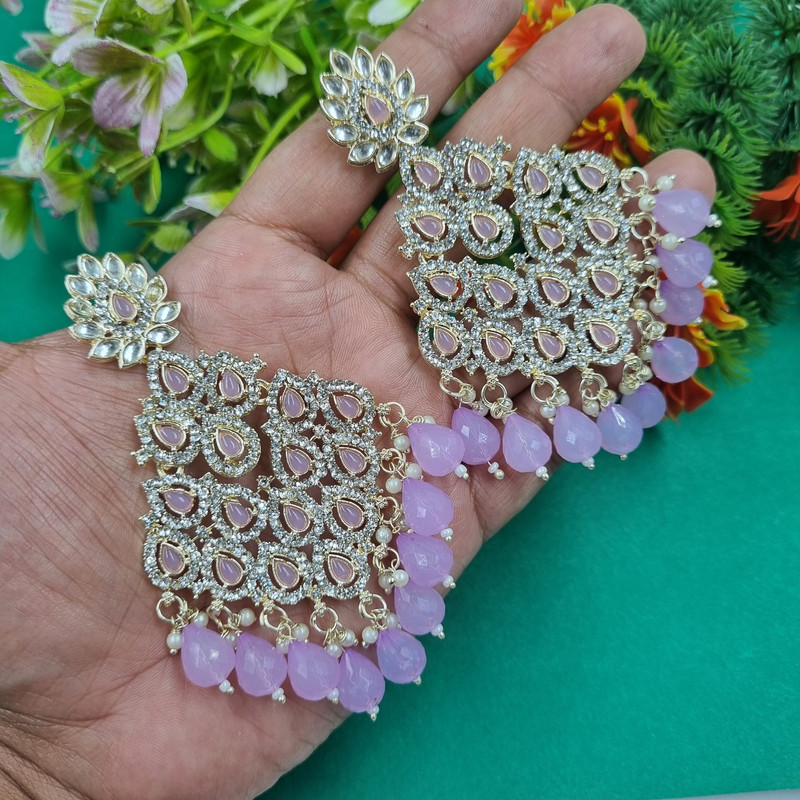 [ER200 LIGHT PURPLE 2] Artisan Mehendi Light Purple 2 Earrings Set
