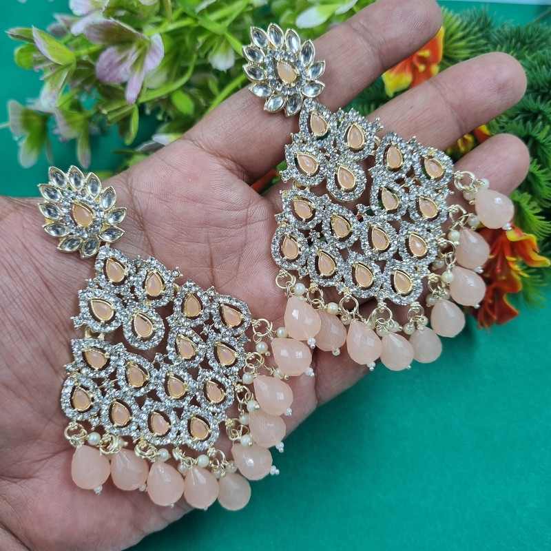 [ER200 PEACH 2] Divine Mehendi Peach 2 Earrings Set