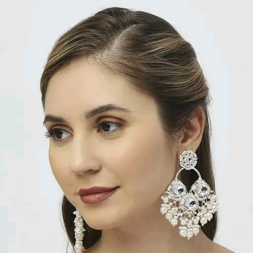 [ER201 WHITE 1] Graceful Mehendi White 1 Earrings Set