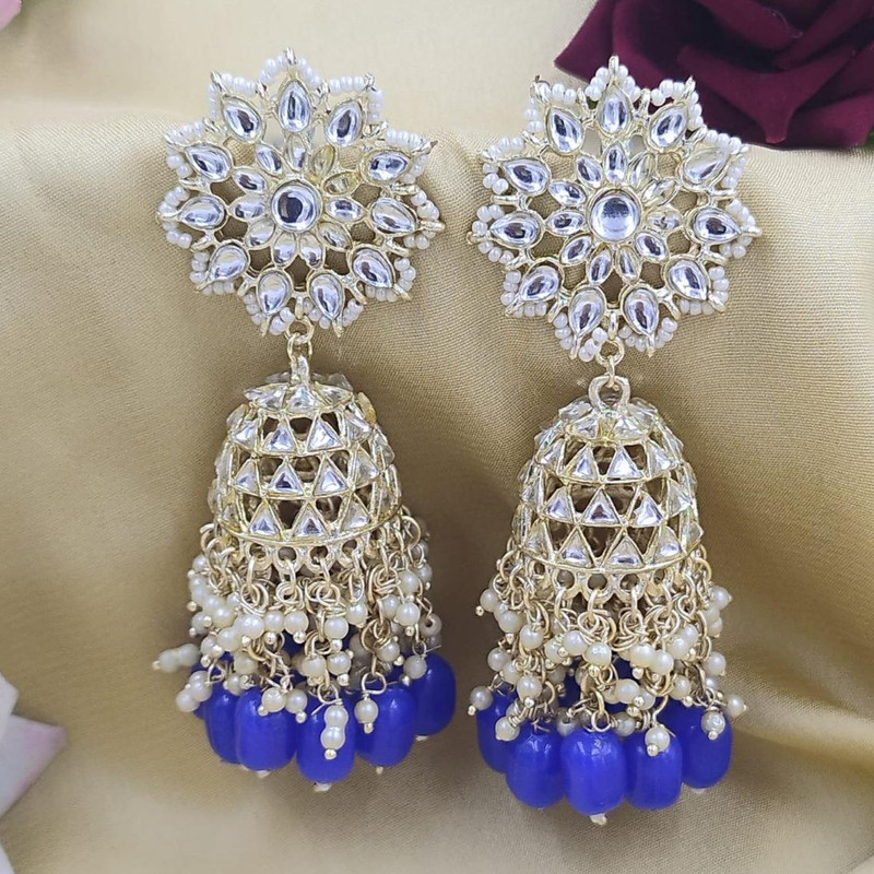 [ER203 BLUE] Splendid Mehendi Blue Earrings Set
