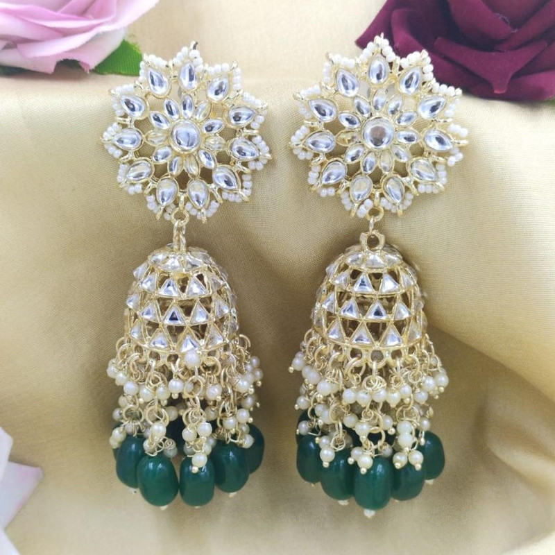 [ER203 GREEN] Mesmerizing Mehendi Green Earrings Set