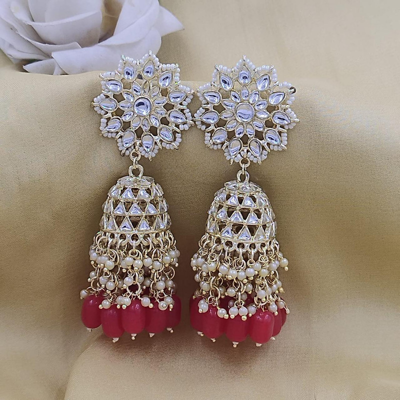 [ER203 RED] Pristine Mehendi Red Earrings Set