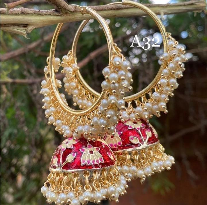 [ER204 MAROON] Traditional Haldi Maroon Earrings Set