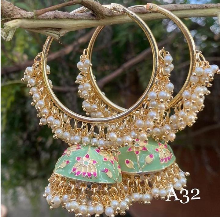 [ER204 MINT GREEN] Chic Haldi Mint Green Earrings Set
